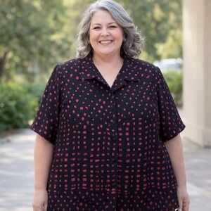 TanJay Navy and Pink Blouse Size 14